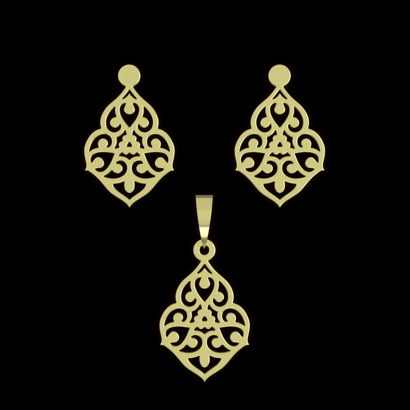 نیم ست طلا 18 عیار زنانه مدوپد مدل اسلیمی کد NA15336