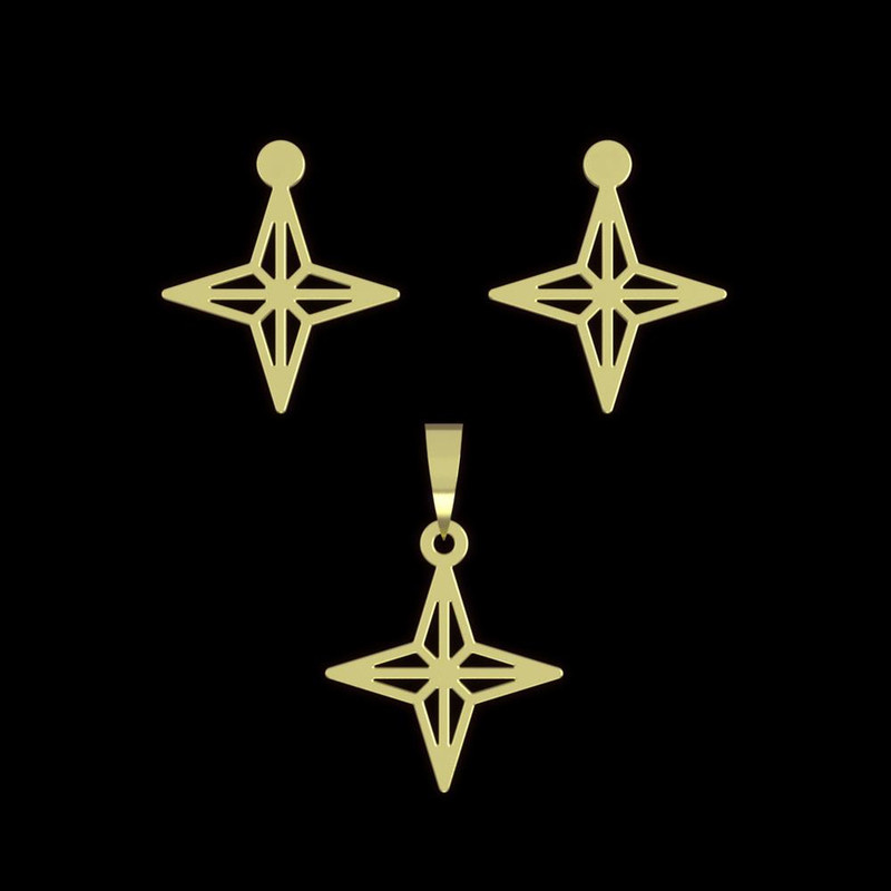 نیم ست طلا 18 عیار زنانه مدوپد مدل ستاره کد NA15431