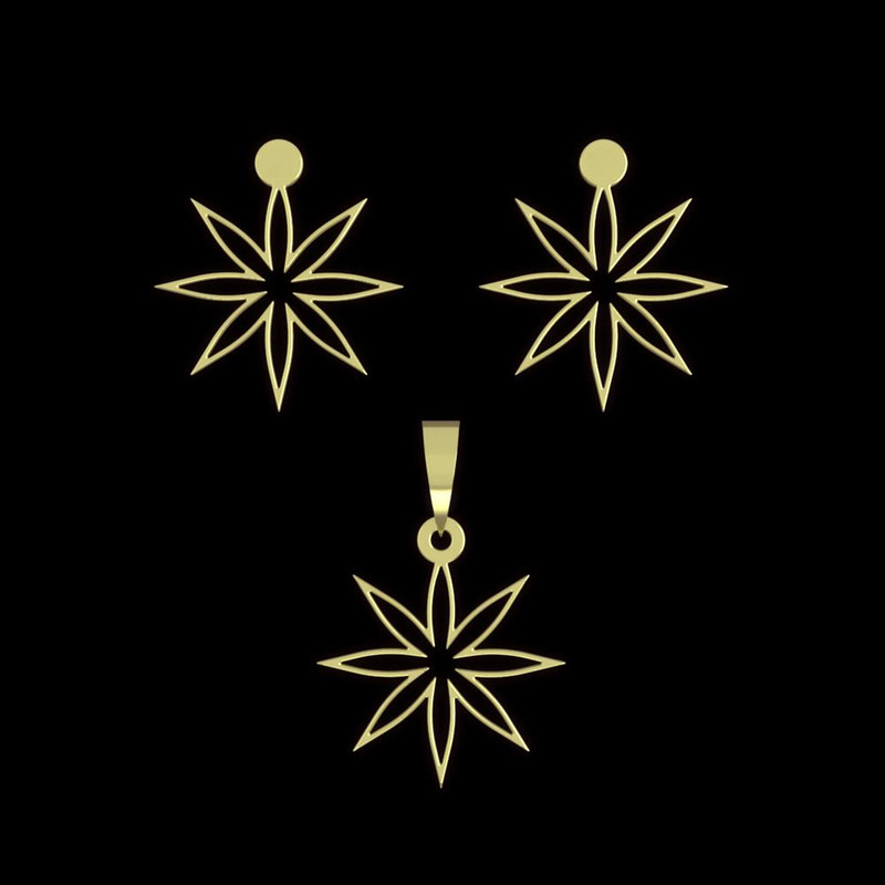 نیم ست طلا 18 عیار زنانه مدوپد مدل ستاره کد NA15555