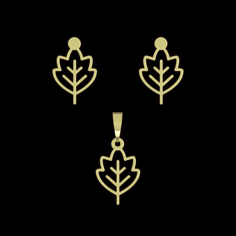 نیم ست طلا 18 عیار زنانه مدوپد مدل برگ کد NA15739