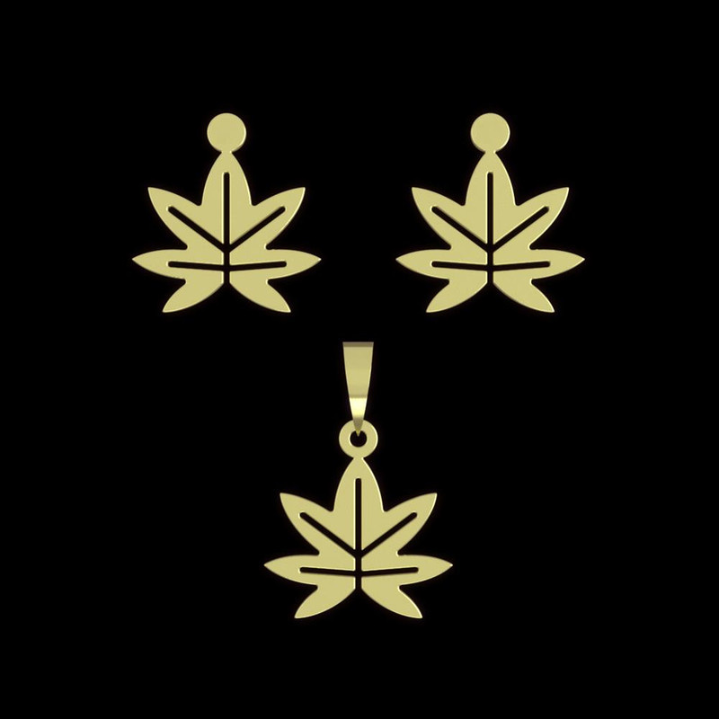 نیم ست طلا 18 عیار زنانه مدوپد مدل برگ کد NA15864