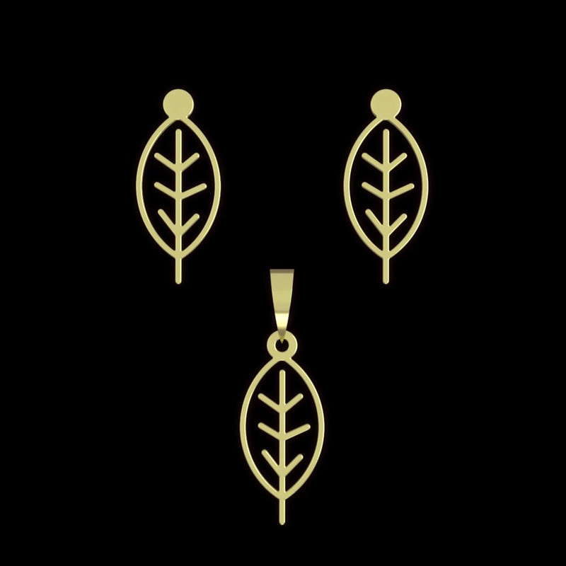 نیم ست طلا 18 عیار زنانه مدوپد مدل برگ کد NA15868