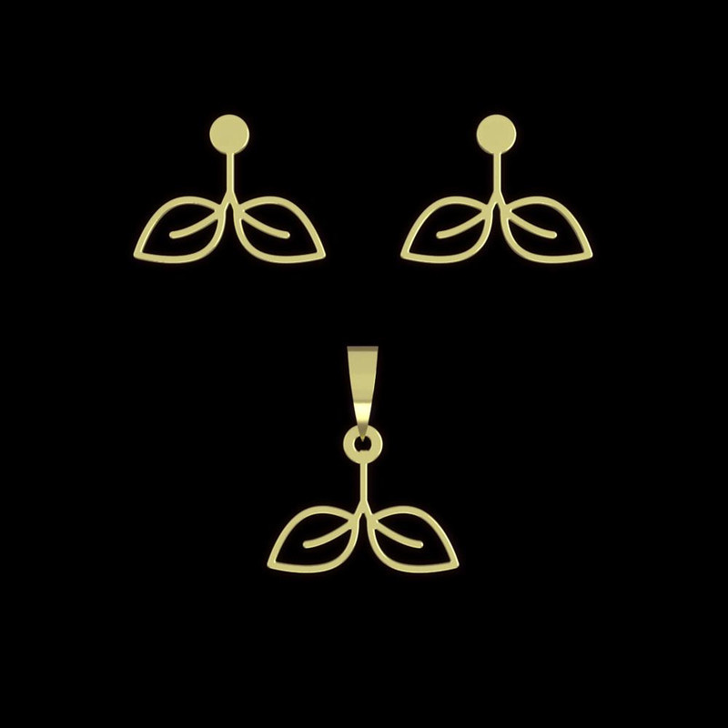 نیم ست طلا 18 عیار زنانه مدوپد مدل برگ کد NA16001