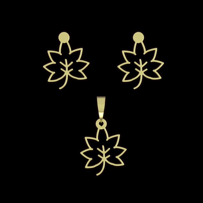 نیم ست طلا 18 عیار زنانه مدوپد مدل برگ کد NA16025