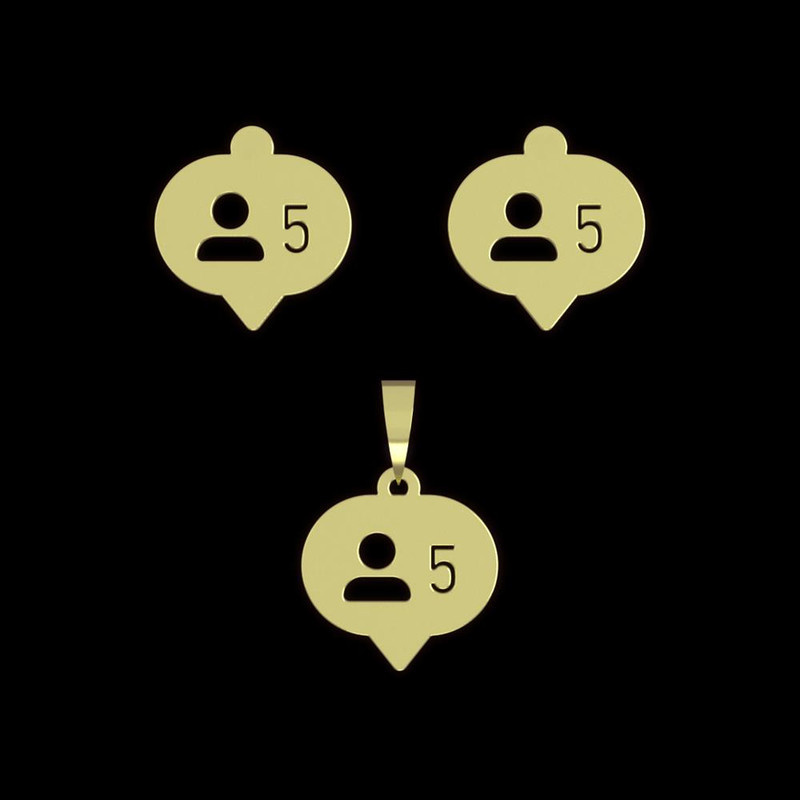 نیم ست طلا 18 عیار زنانه مدوپد مدل علامت فالوور کد NA16038