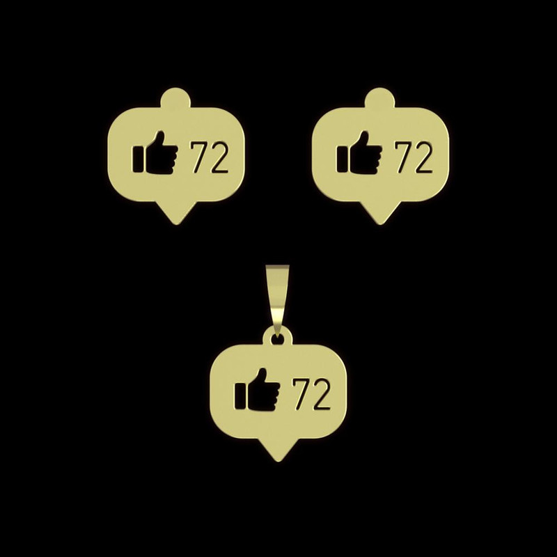 نیم ست طلا 18 عیار زنانه مدوپد مدل علامت لایک کد NA16039