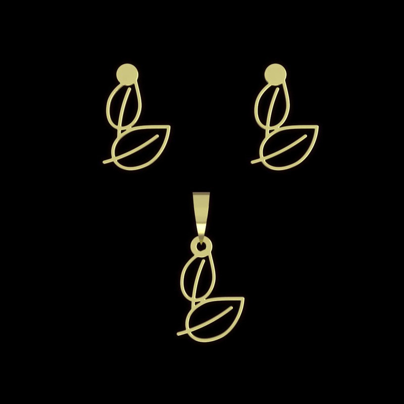 نیم ست طلا 18 عیار زنانه مدوپد مدل برگ کد NA16028