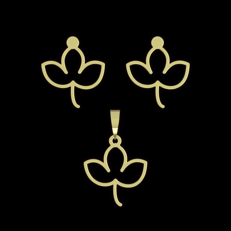 نیم ست طلا 18 عیار زنانه مدوپد مدل برگ کد NA16032