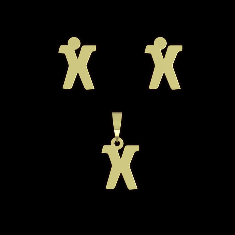 نیم ست طلا 18 عیار زنانه مدوپد مدل حرف X کد NA16663