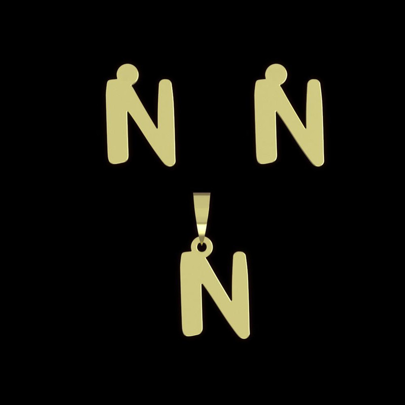 نیم ست طلا 18 عیار زنانه مدوپد مدل حرف N کد NA16720