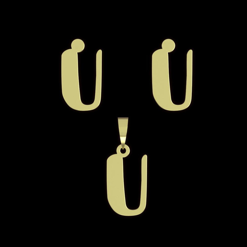 نیم ست طلا 18 عیار زنانه مدوپد مدل حرف U کد NA16727