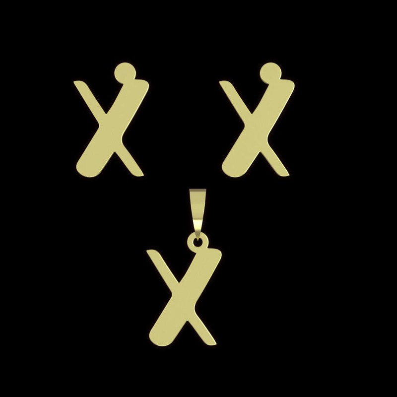 نیم ست طلا 18 عیار زنانه مدوپد مدل حرف X کد NA16730