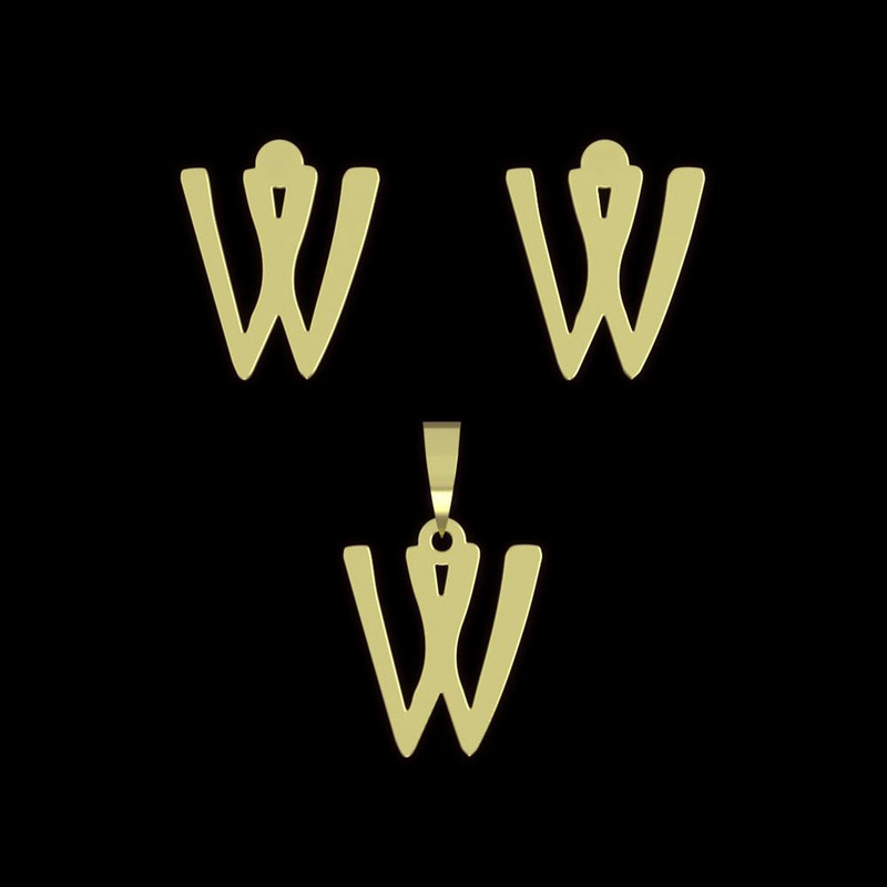 نیم ست طلا 18 عیار زنانه مدوپد مدل حرف W کد NA16800