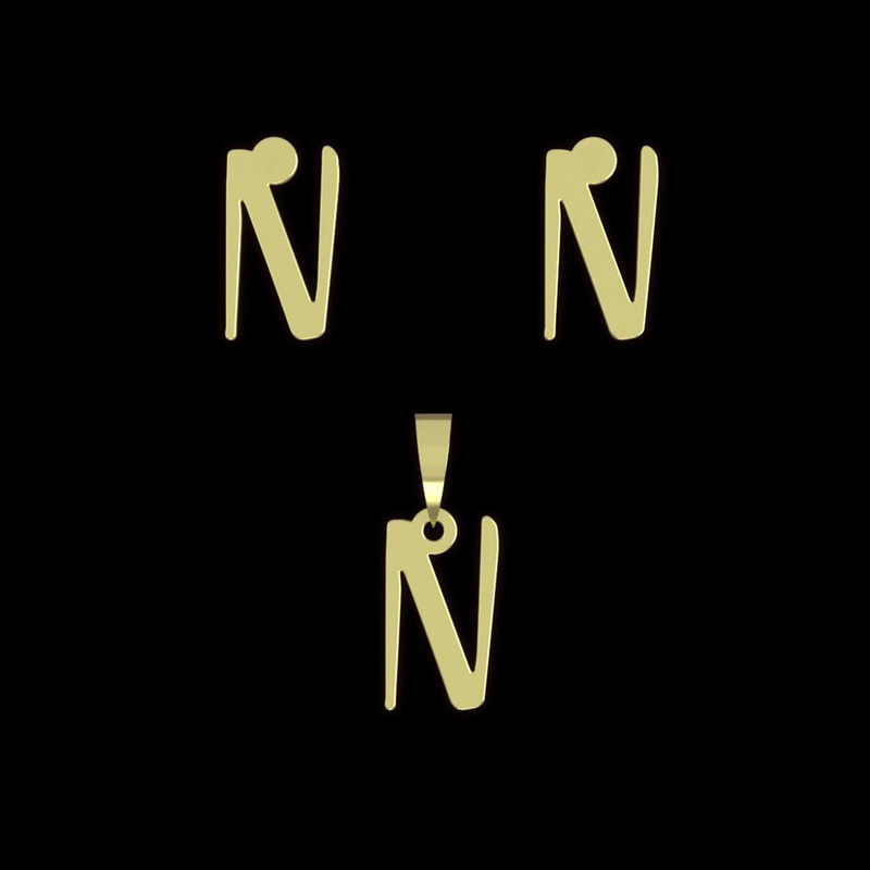 نیم ست طلا 18 عیار زنانه مدوپد مدل حرف N کد NA16822