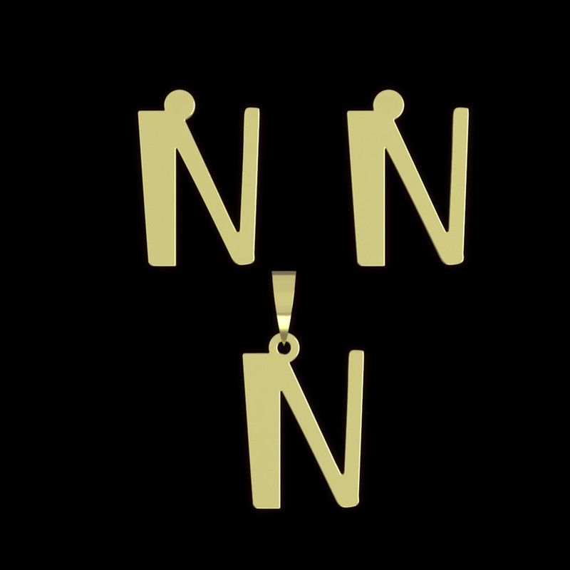 نیم ست طلا 18 عیار زنانه مدوپد مدل حرف N کد NA16848