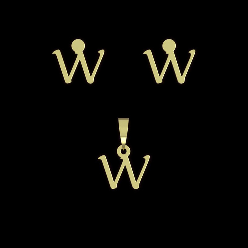 نیم ست طلا 18 عیار زنانه مدوپد مدل حرف W کد NA16935