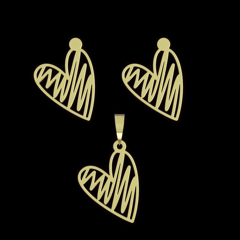 نیم ست طلا 18 عیار زنانه مدوپد مدل قلب کد NA17804