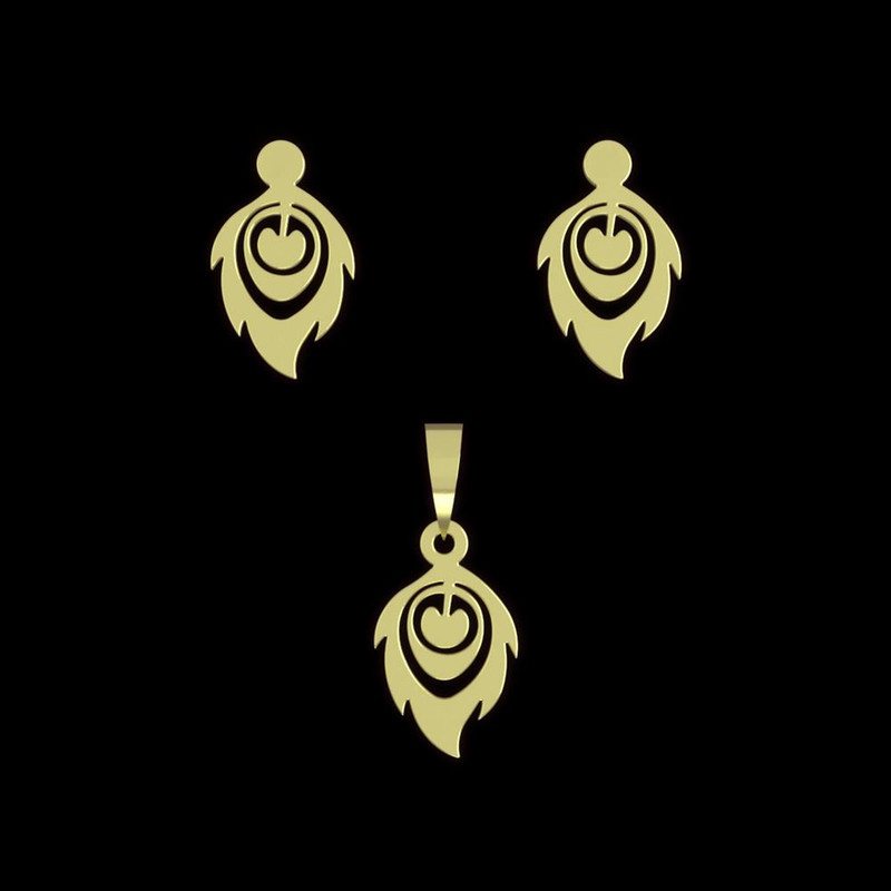 نیم ست طلا 18 عیار زنانه مدوپد مدل برگ کد NA10633