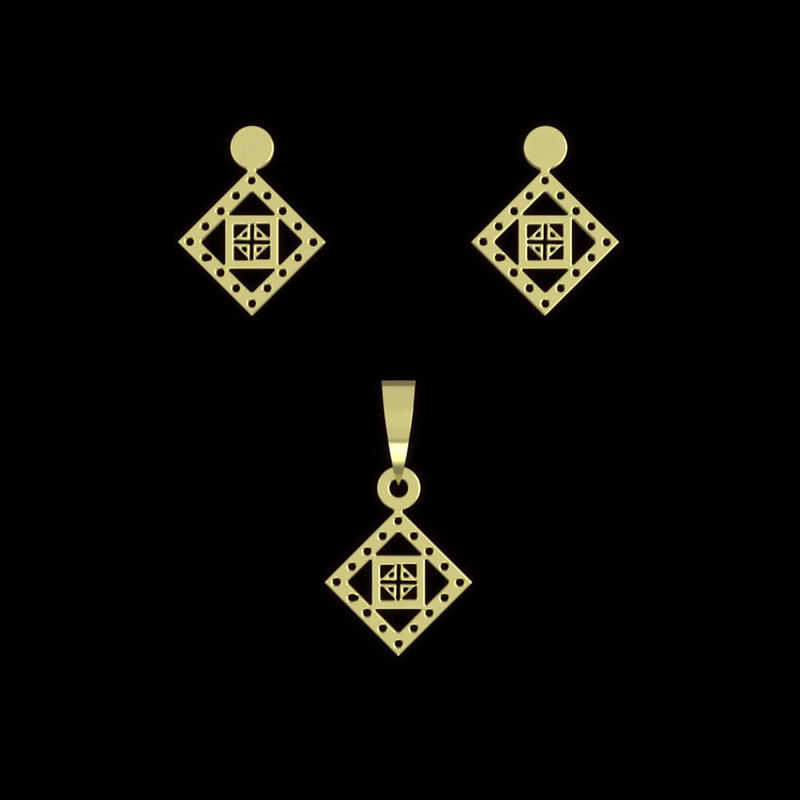 نیم ست طلا 18 عیار زنانه مدوپد مدل لوزی کد NA10648 نیم ست طلا 18 عیار زنانه مدوپد مدل لوزی کد NA10648