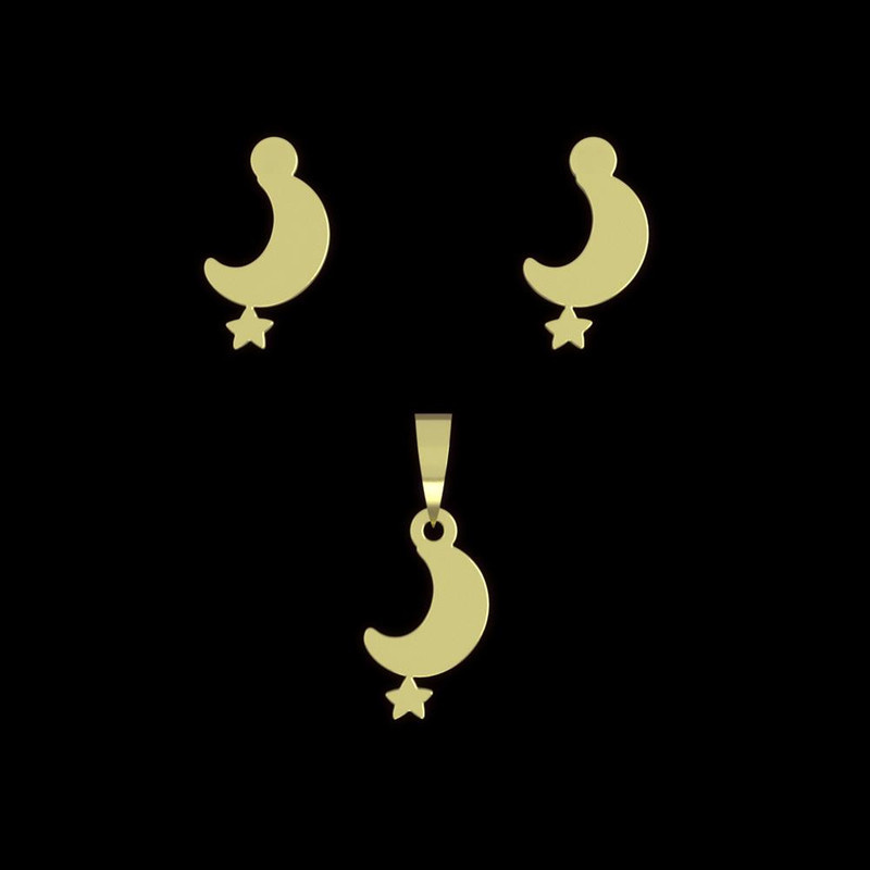 نیم ست طلا 18 عیار زنانه مدوپد مدل ماه و ستاره کد NA10686