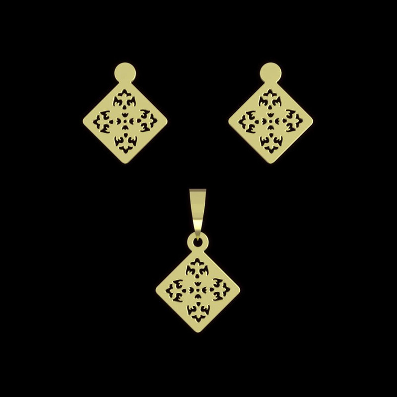 نیم ست طلا 18 عیار زنانه مدوپد مدل لوزی کد NA10738