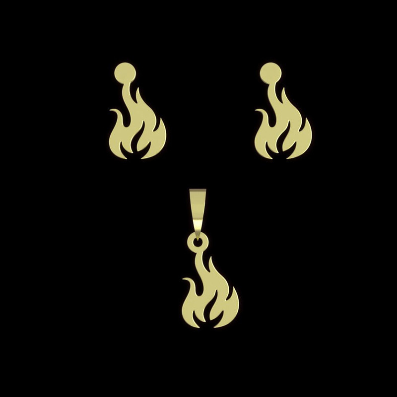 نیم ست طلا 18 عیار زنانه مدوپد مدل آتش کد NA10903