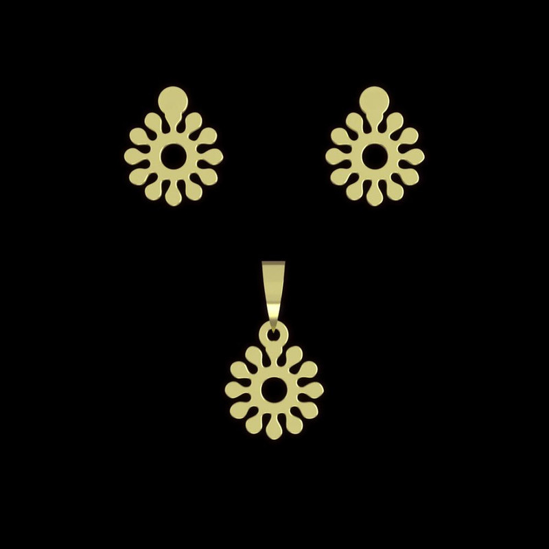 نیم ست طلا 18 عیار زنانه مدوپد مدل گل کد NA10930