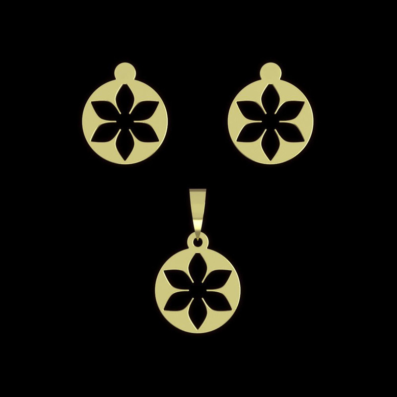 نیم ست طلا 18 عیار زنانه مدوپد مدل گل کد NA10950