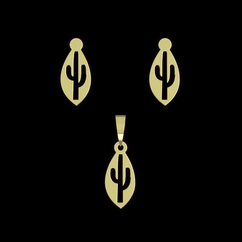 نیم ست طلا 18 عیار زنانه مدوپد مدل کاکتوس کد NA10961