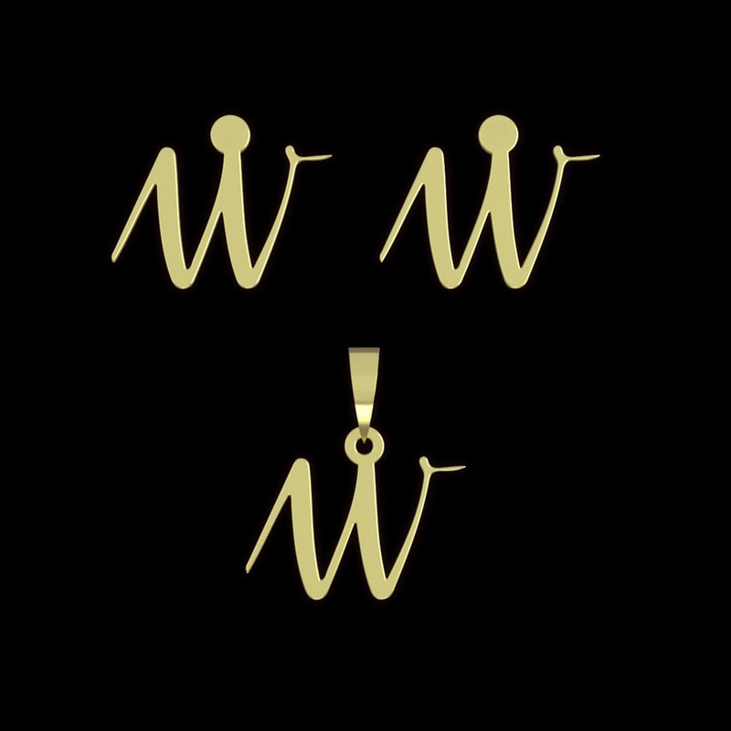 نیم ست طلا 18 عیار زنانه مدوپد مدل حرف w کد NA10969