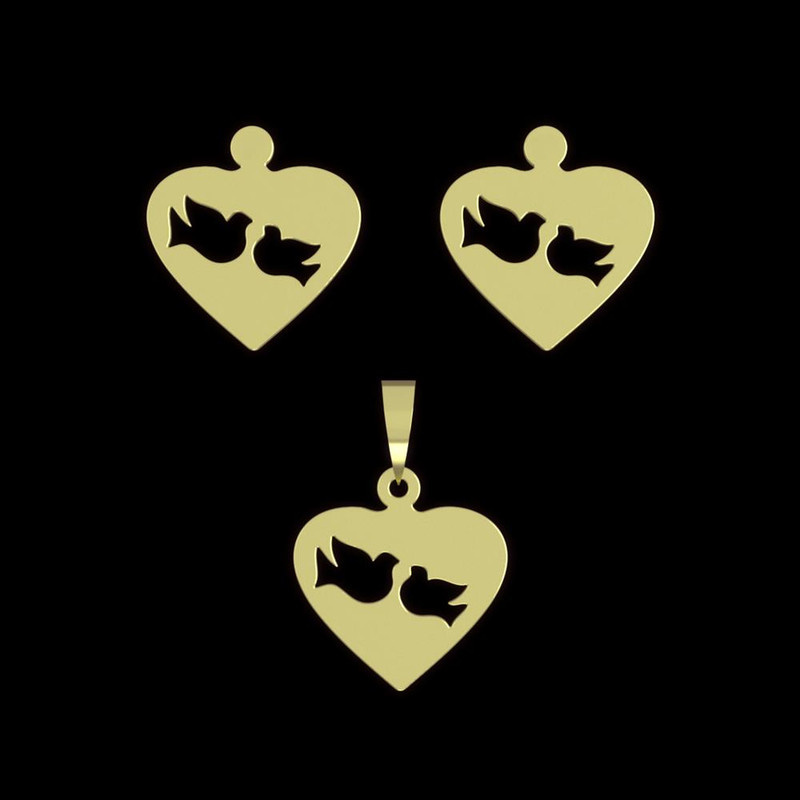 نیم ست طلا 18 عیار زنانه مدوپد مدل قلب و پرنده کد NA11018