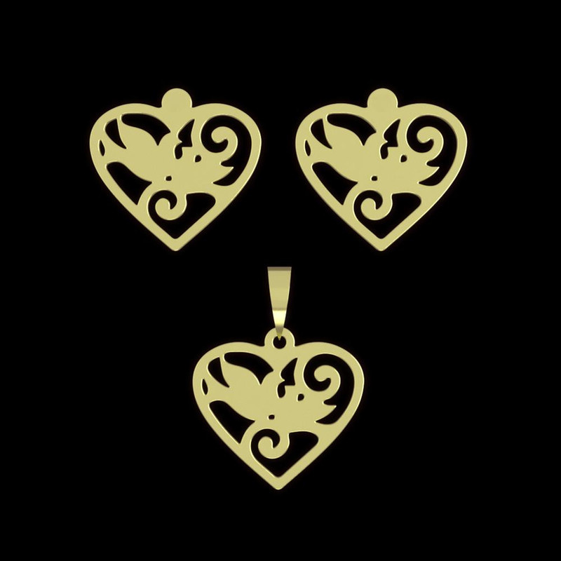 نیم ست طلا 18 عیار زنانه مدوپد مدل قلب کد NA11046
