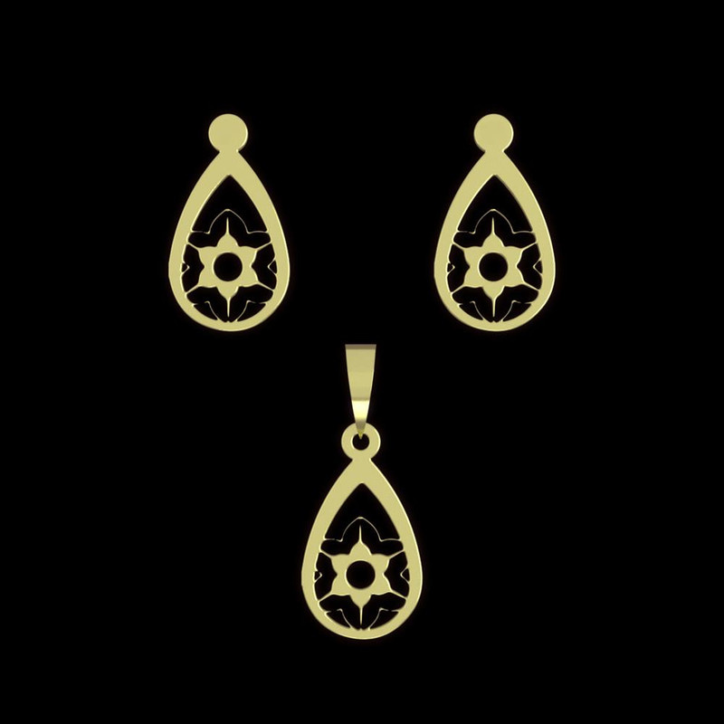 نیم ست طلا 18 عیار زنانه مدوپد مدل گل کد NA11107 نیم ست طلا 18 عیار زنانه مدوپد مدل گل کد NA11107