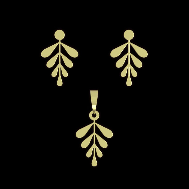 نیم ست طلا 18 عیار زنانه مدوپد مدل برگ کد NA11113