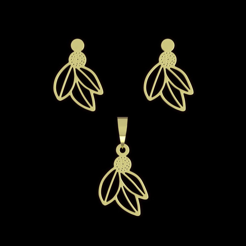 نیم ست طلا 18 عیار زنانه مدوپد مدل برگ کد NA11123