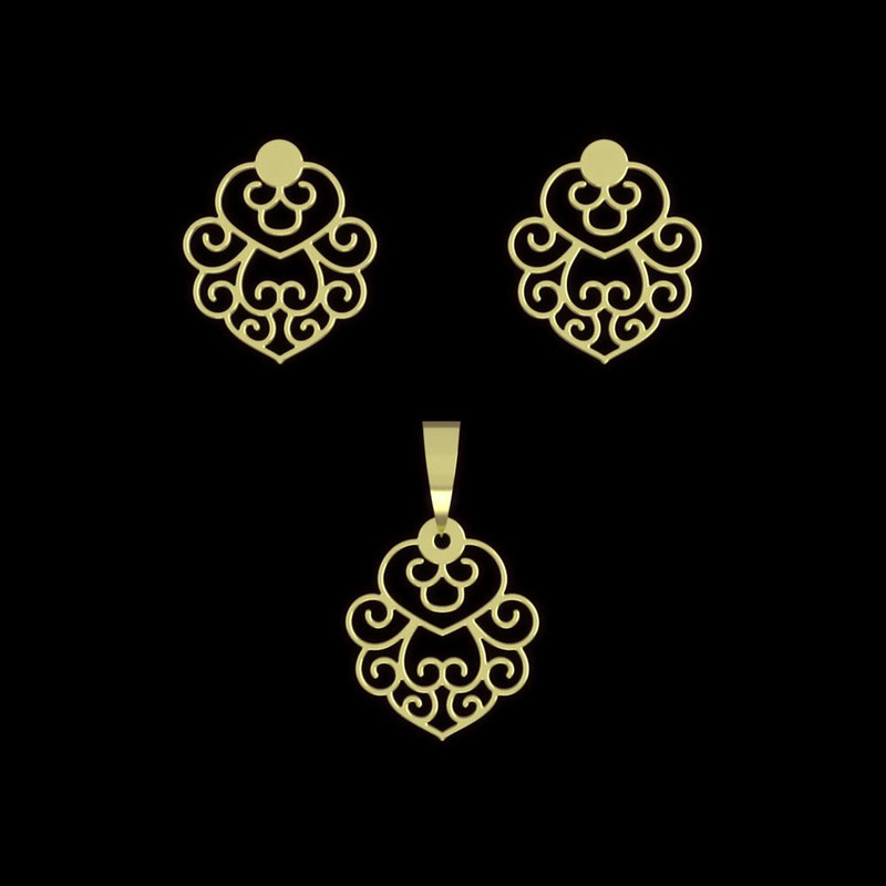 نیم ست طلا 18 عیار زنانه مدوپد مدل هندسی کد NA11142