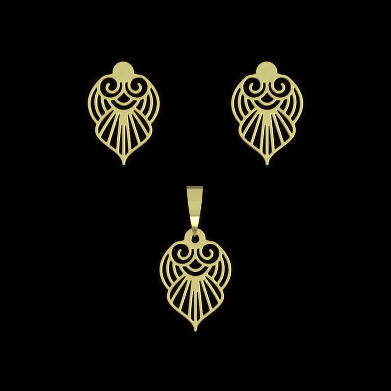 نیم ست طلا 18 عیار زنانه مدوپد مدل هندسی کد NA11146