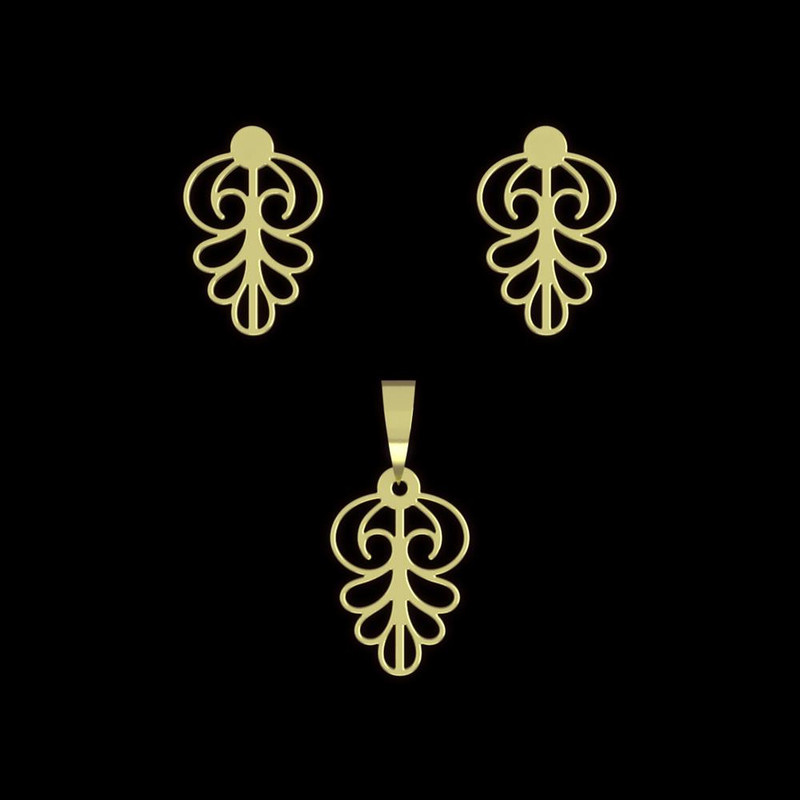 نیم ست طلا 18 عیار زنانه مدوپد مدل هندسی کد NA11147