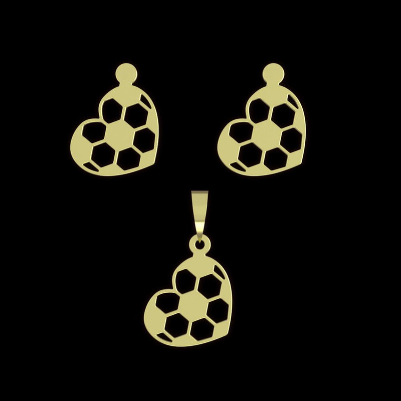 نیم ست طلا 18 عیار زنانه مدوپد مدل قلب فوتبالی کد NA11162