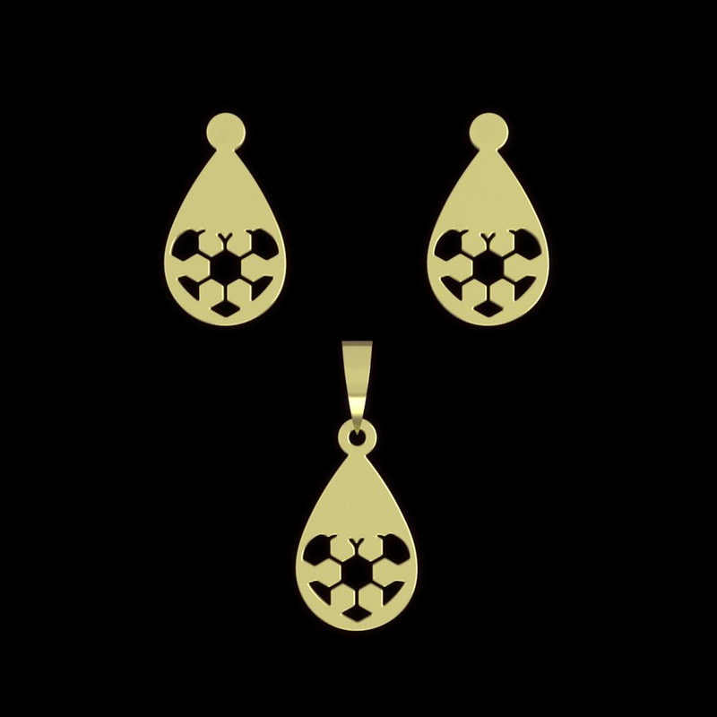 نیم ست طلا 18 عیار زنانه مدوپد مدل قلب فوتبالی کد NA11164