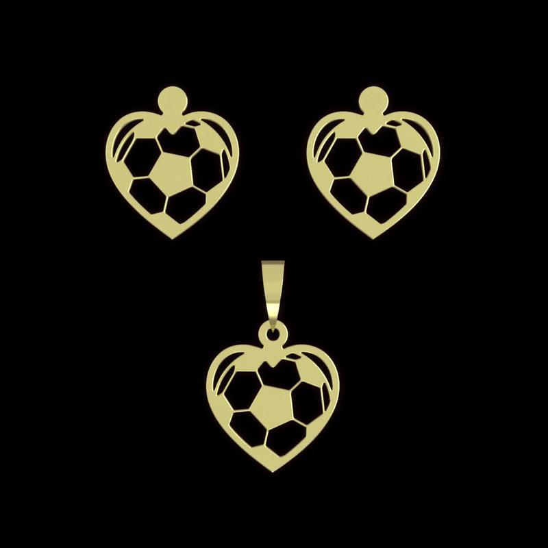 نیم ست طلا 18 عیار زنانه مدوپد مدل قلب فوتبالی کد NA11173