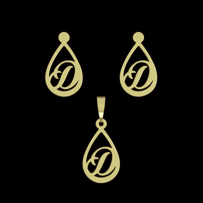 نیم ست طلا 18 عیار زنانه مدوپد مدل حرف D کد NA11182