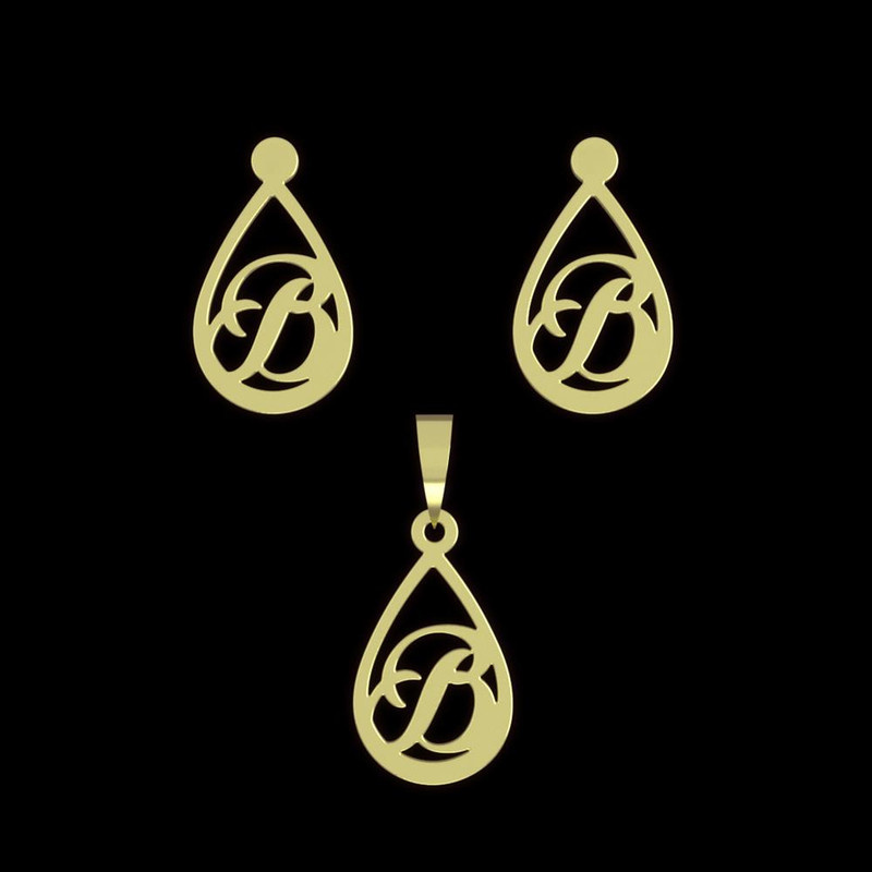 نیم ست طلا 18 عیار زنانه مدوپد مدل حرف B کد NA11190