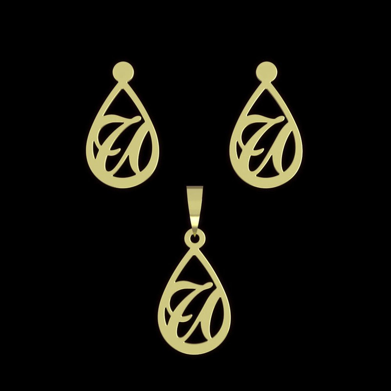 نیم ست طلا 18 عیار زنانه مدوپد مدل حرف a کد NA11244