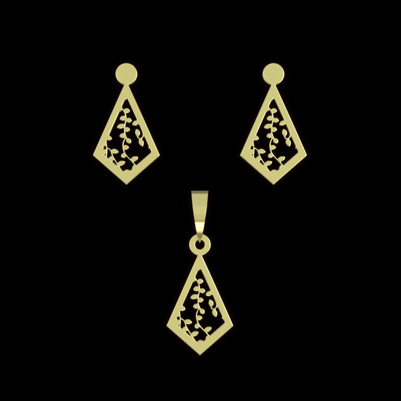 نیم ست طلا 18 عیار زنانه مدوپد مدل لوزی کد NA11275