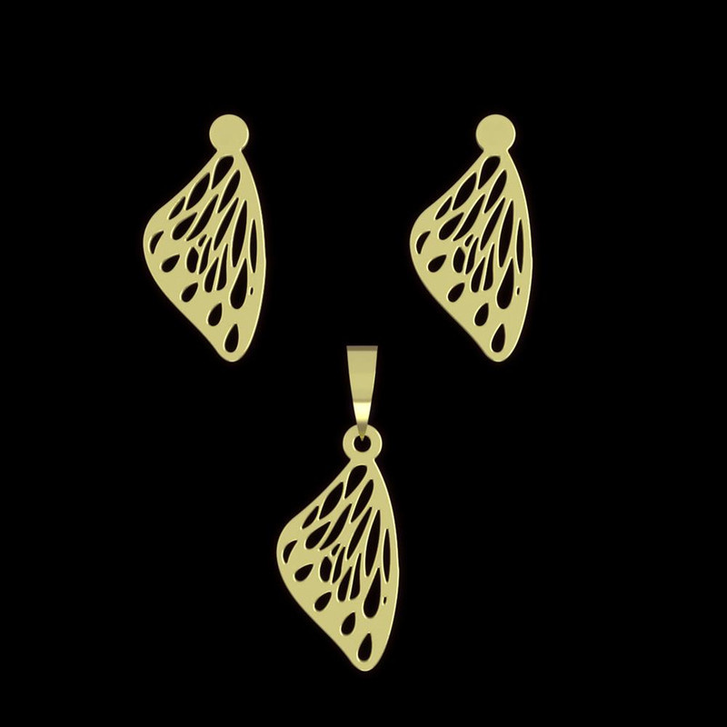 نیم ست طلا 18 عیار زنانه مدوپد مدل بال پروانه کد NA11282