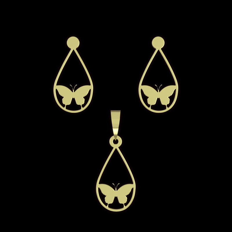 نیم ست طلا 18 عیار زنانه مدوپد مدل پروانه کد NA11338