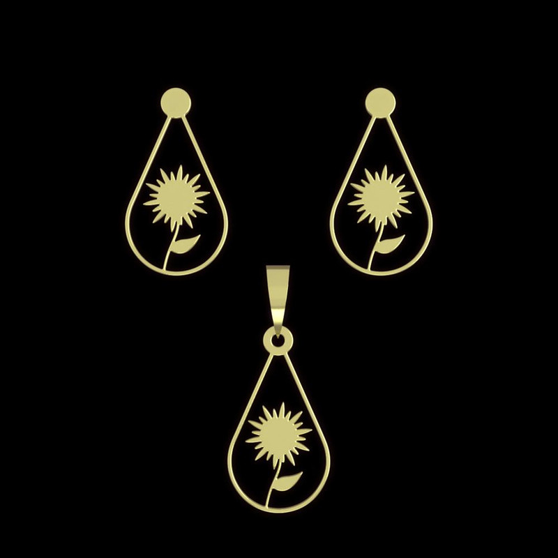 نیم ست طلا 18 عیار زنانه مدوپد مدل گل کد NA11340