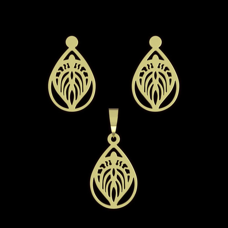 نیم ست طلا 18 عیار زنانه مدوپد مدل هندسی کد NA11343