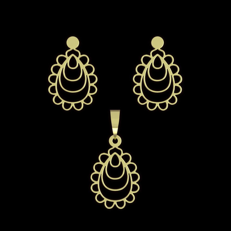 نیم ست طلا 18 عیار زنانه مدوپد مدل اسلیمی کد NA11344